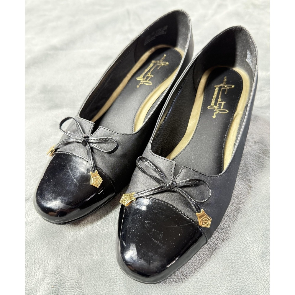 Soft Style Shoes Womens Size 6.5 Black Low Heel Square‎ Toe Bow Dress Pumps